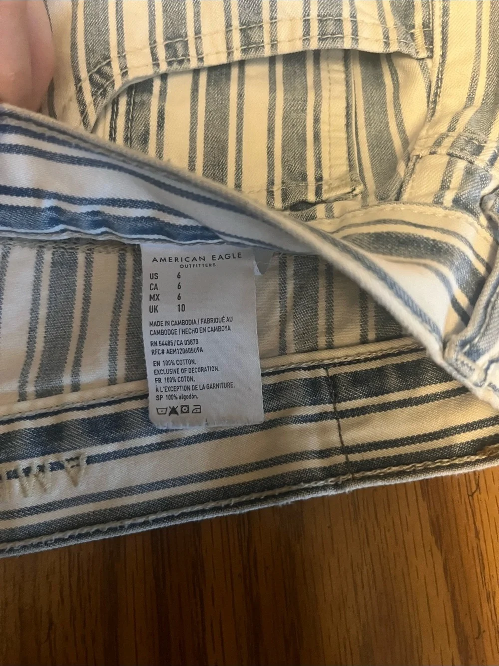 American Eagle Outfitters Blue & White Striped Mom Jean Shorts